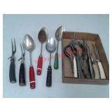 Vintage kitchen utensils - wood handles spoons,