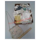Beaded purse and ladies hankies handkerchiefs