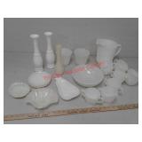 White hobnail glassware - pitcher, cream and