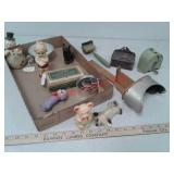 Vintage items - chalk figurines, clothesline,