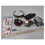 Fishing reels Hooks and sunglasses