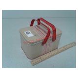 Tweed looking Metal lunch box with tray and lid