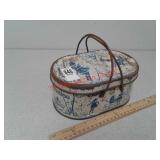 Vintage oval metal lunch box with lid