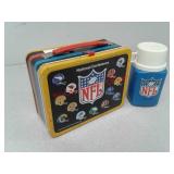 1975 NFL football metal lunchbox with thermos
