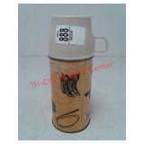 Vintage 1961 cowboy metal thermos with lid by