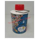 Vintage happy Motoring metal thermos with lid by