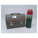 Vintage  metal lunch box and thermos with lid by