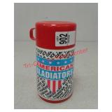 American Gladiators 1992 plastic thermos with lid