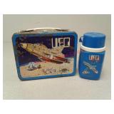 UFO 1973 metal lunch box and thermos with lid