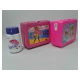 2 Barbie plastic lunch boxes 1990, 1993 with one