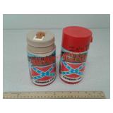 2 Dukes of Hazzard General Lee thermoses 1980