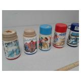 5 vintage thermoses - Power Rangers, Superman,