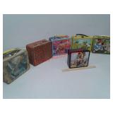 5 vintage metal lunch boxes and horse tin box