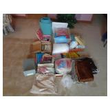 SEWING ITEMS - MATERIAL, BATTING, CUTTING BOARD