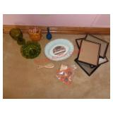 GREEN GLASSWARE, LAST SUPPER PLATE, DOCUMENT FRAME