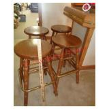 4 VIRGINIA HOUSE WOOD & BRASS BAR STOOLS