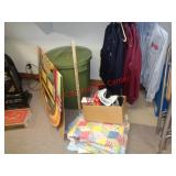 TRASH CAN, BLANKETS, CARDBOARD JUKEBOX, JACKETS ++
