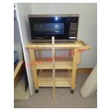 AMANA CONVECTION OVEN MICROWAVE & WOOD CART