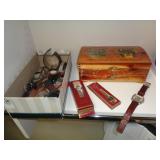 WOOD BOX & MENS WRIST WATCHES - KENNETH COLE, JOHN