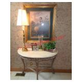 ENTRY TABLE - GIRL & SHEEP PICTURE, LAMP & MORE