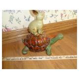 TORTOISE / TURTLE & HARE / RABBIT CERAMIC DECO