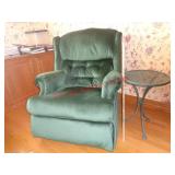 ROCKER RECLINER CHAIR & METAL END TABLE