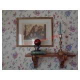 OAK SHELF, MARBLE BALL DECO, BAROMETER, PICTURE +