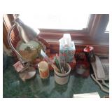 SMALL CROCK, DESK LAMP, PHONE +++