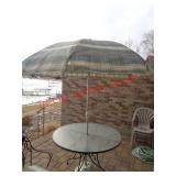 GLASS TOP PATIO TABLE W/ UMBRELLA -GREAT CONDITION