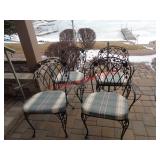 4 METAL PATIO CHAIRS W/ SEAT CUSHIONS