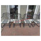4 METAL PATIO CHAIRS W/ SEAT CUSHIONS