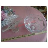 GLASS BOWL AND HEAVY CRYSTAL BASKET