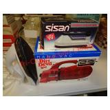 DIRT DEVIL HAND VACUUM, 2 CLOTHES IRONS