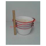 4 pieces of Red and white enamel ware pots