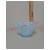 Light blue fluted glass bowl