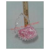 Pink and white confetti glass basket