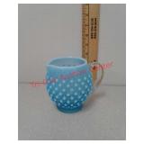 Blue textured glass pitcher