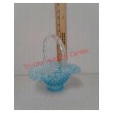 Light blue textured glass basket