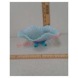 Vintage blue beaded loop glass bowl