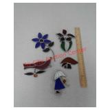 Tiffany Stained Glass set of 5 sun catchers with