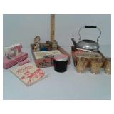 Misc job lot - battery operated sewing machine,