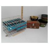 Wire organizing shelf, wood pallet box, metal