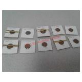15 pennies coins - various years 1936 through