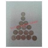 16 Buffalo nickels coins