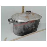 Galvanized metal boiler with lid and wood handles