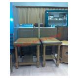 >set of 2 wood coffee end side tables, both