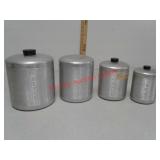 4 vintage aluminum canister set - missing one lid