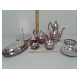 Silver plate tea / coffee set with serving pieces