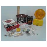 Handbag, matchbooks, advertising pens and pencils