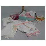 Ladies hankies, embroidered pillowcases, towels